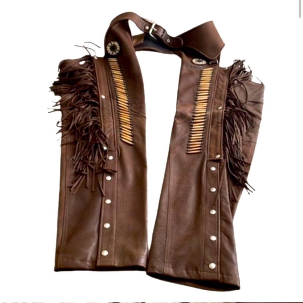 Leather fringe festival chaps